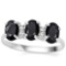 1.95 CTW GENUINE BLACK SAPPHIRE & GENUINE DIAMOND (4 PCS) 10KT SOLID WHITE GOLD RING