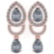 1.34 Ctw Diamond 14k Rose Gold Halo Dangling Earrings