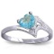 0.95 Carat 14K Solid White Gold Ring Natural Blue Topaz