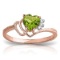 0.97 CTW 14K Solid Rose Gold Ring Natural Diamond Peridot