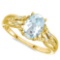 0.66 CARAT AQUAMARINE & 0.04 CTW DIAMOND 14KT SOLID YELLOW GOLD RING