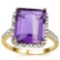 5.45 CTW AMETHYST & GENUINE DIAMOND (22 PCS) 10KT SOLID YELLOW GOLD RING