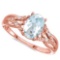 0.66 CARAT AQUAMARINE & 0.04 CTW DIAMOND 14KT SOLID RED GOLD RING