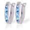 1.2 CTW 14K Solid White Gold Oval Huggie Earrings Blue Topaz