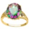 4.3 CTW MYSTIC GEMSTONE & GENUINE DIAMOND (2 PCS) 10KT SOLID YELLOW GOLD RING