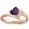 0.75 Carat 14K Solid Rose Gold Ring Natural Purple Amethyst