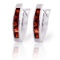 1.3 Carat 14K Solid White Gold Oval Huggie Earrings Garnet