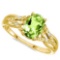 0.83 CARAT PERIDOT & 0.04 CTW DIAMOND 14KT SOLID YELLOW GOLD RING