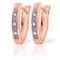 0.04 Carat 14K Solid Rose Gold Oval Huggie Earrings Diamond