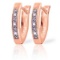 0.04 Carat 14K Solid Rose Gold Oval Huggie Earrings Diamond