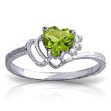 0.97 Carat 14K Solid White Gold Ring Natural Diamond Peridot