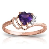 0.97 CTW 14K Solid Rose Gold Ring Natural Diamond Purple Amethyst