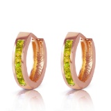 1 CTW 14K Solid Rose Gold Hoop Huggie Earrings Peridot