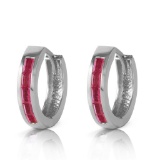 1.3 Carat 14K Solid White Gold Hoop Earrings Natural Ruby