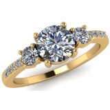 Certified 1.30 CTW Round Diamond 14K Yellow Gold Ring