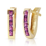 0.85 CTW 14K Solid Gold Oval Huggie Earrings Purple Amethyst