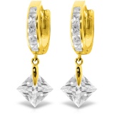 7.58 Carat 14K Solid Gold Dangling Cubic Zirconia Hoop Earrings