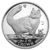 Isle of Man 1991 1 Crown Silver Proof Norwegian Forest Cat