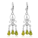 4.51 Carat 14K Solid White Gold Chandelier Diamond Earrings Peridot