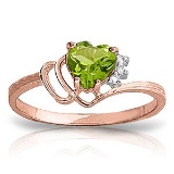 0.97 CTW 14K Solid Rose Gold Ring Natural Diamond Peridot