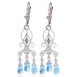 4.81 Carat 14K Solid White Gold Chandelier Diamond Earrings Blue Topaz