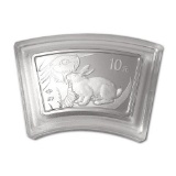 China 2011 Year of the Rabbit 1 oz Silver Fan (w Box & COA)