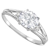 0.47 CARAT WHITE TOPAZ & 0.02 CTW DIAMOND 10KT SOLID WHITE GOLD RING