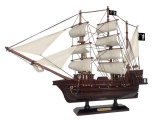 Wooden Black Barts Royal Fortune White Sails Pirate Ship Model 20in.