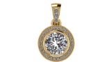 Certified 1.00 CTW Round Diamond 14K Yellow Gold Pendant