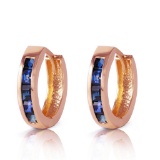 1.3 CTW 14K Solid Rose Gold Hoop Earrings Natural Sapphire