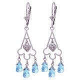 4.83 Carat 14K Solid White Gold Chandelier Diamond Earrings Blue Topaz