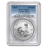 Certified 2018 South Africa 1 oz Silver Krugerrand MS70 PCGS First Week Struck