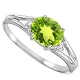 0.48 CARAT PERIDOT & 0.02 CTW DIAMOND 10KT SOLID WHITE GOLD RING