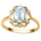 0.82 CT AQUAMARINE AND ACCENT DIAMOND 0.02 CT 10KT SOLID YELLOW GOLD RING