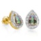 0.59 CT RAINBOW MYSTIC QUARTZ AND ACCENT DIAMOND 10KT SOLID YELLOW GOLD EARRING