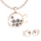Certified 1.11 Ctw Diamond VS/SI1 Fish Necklace + Earrings Set 14K Rose Gold