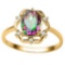 0.96 CT RAINBOW MYSTIC QUARTZ AND ACCENT DIAMOND 0.02 CT 10KT SOLID YELLOW GOLD RING