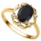 1.29 CT BLACK SAPPHIRE AND ACCENT DIAMOND 0.02 CT 10KT SOLID YELLOW GOLD RING