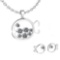 Certified 1.11 Ctw Diamond VS/SI1 Fish Necklace + Earrings Set 14K White Gold