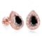 0.83 CT BLACK SAPPHIRE AND ACCENT DIAMOND 10KT SOLID ROSE GOLD EARRING