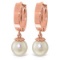 4 CTW 14K Solid Rose Gold Hoop Earrings Natural pearl