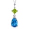 2 CTW 14K Solid White Gold Roll In The Grass Blue Topaz Peridot Necklace