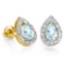 0.37 CT AQUAMARINE AND ACCENT DIAMOND 10KT SOLID YELLOW GOLD EARRING