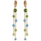 14K Solid Rose Gold Chandelier Earrings with Peridots & Blue Topaz