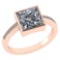 Certified 1.00 CTW Princess Diamond 14K Rose Gold Ring