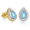 0.68 CT SKY BLUE TOPAZ AND ACCENT DIAMOND 10KT SOLID YELLOW GOLD EARRING