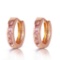 1.3 CTW 14K Solid Rose Gold Hoop Huggie Earrings Pink Sapphire