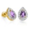 0.57 CT AMETHYST AND ACCENT DIAMOND 10KT SOLID YELLOW GOLD EARRING