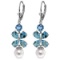 6.28 CTW 14K Solid White Gold Chandelier Earrings Blue Topaz pearl
