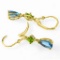 4.5 CTW 14K Solid Gold Leverback Earrings Peridot Blue Topaz